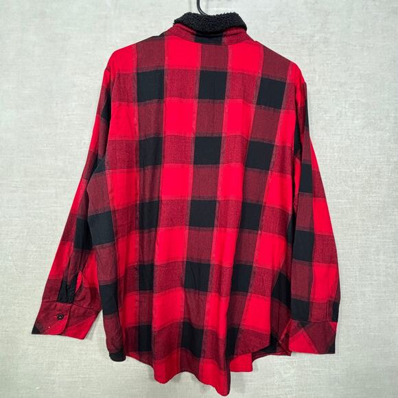 Victoria Secret Womens Plaid Flannel Button Y2K Top Medium Red Black Grunge - Picture 2 of 7